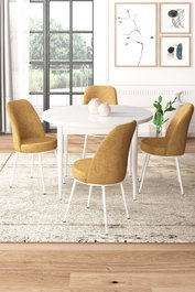 Hanah Home Tor Mesa y 4 Sillas de Comedor, Blanco y Capuchino
